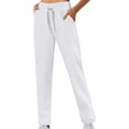thumbnail image 3 of Pxiakgy Womens Sweatpants Loose Fit Elastic Waisted Drawstring Lounge Pants Baggy Straight Leg Athletic Joggers with Pockets Women's Lightweight Sports Sweatpants for Autumn and Winter White Xxl, 3 of 8