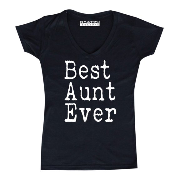 P&B Best Aunt Ever Women's V-neck, Black, M