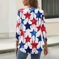 thumbnail image 5 of 250th Anniversary USA Shirts Women 3/4 Sleeve T-Shirts Casual Red White and Blue Print Tops 4th of July Celebration Party Pullover Independence Day Patriotic V Neck Blouses Watermelon Red XL, 5 of 5