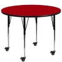 Flash Furniture Wren Mobile 60'' Round Red Thermal Laminate Activity Table - Standard Height Adjustable Legs