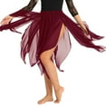 thumbnail image 3 of YONGHS Women's Asymmetrical Chiffon Handkerchief Ballet Lyrical High Low Dance Skate Tutu Skirt Wine Red One_Size, 3 of 6