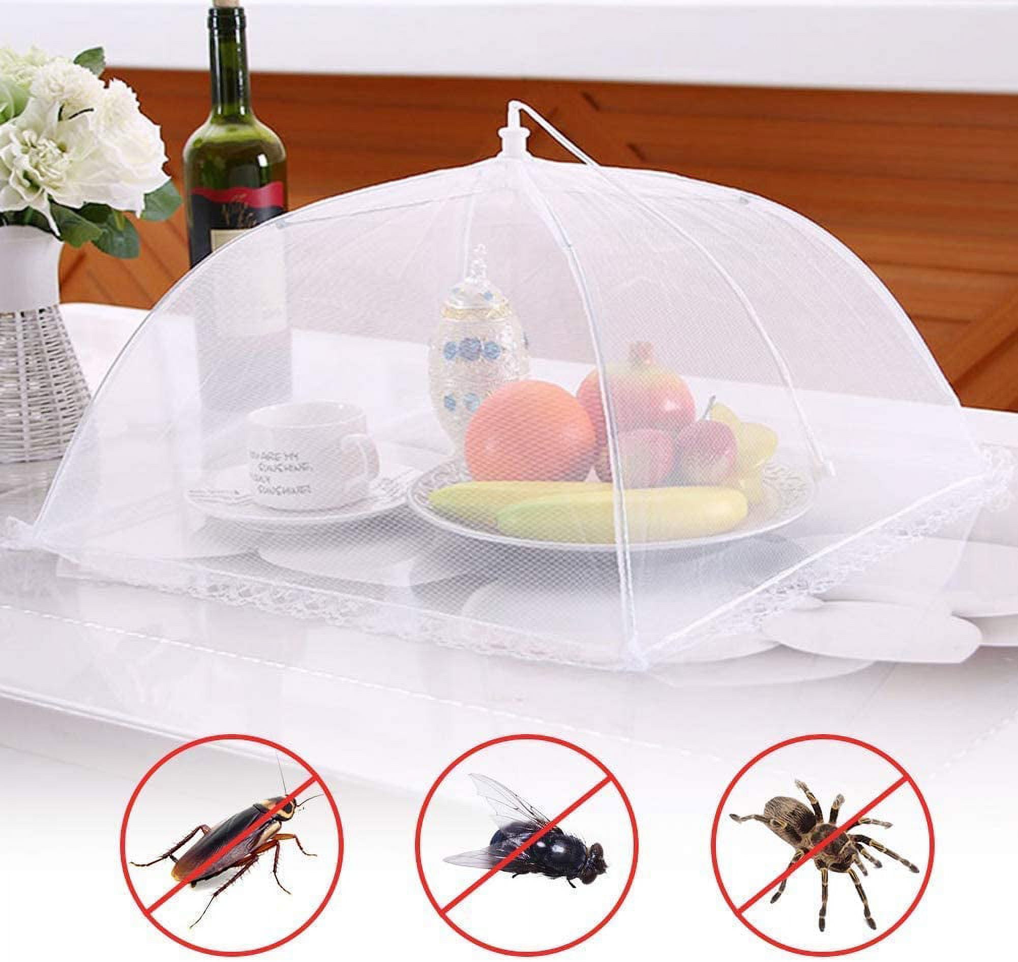 Camkey 6 Pack Dome Screen Mesh Food and Plant Covers?Reusable 17" Large Pop-Up Mesh Food Cover Tent, Collapsible Screens Canopy Food Cover Protector from Flies and Bugs for Outdoor and Home Use