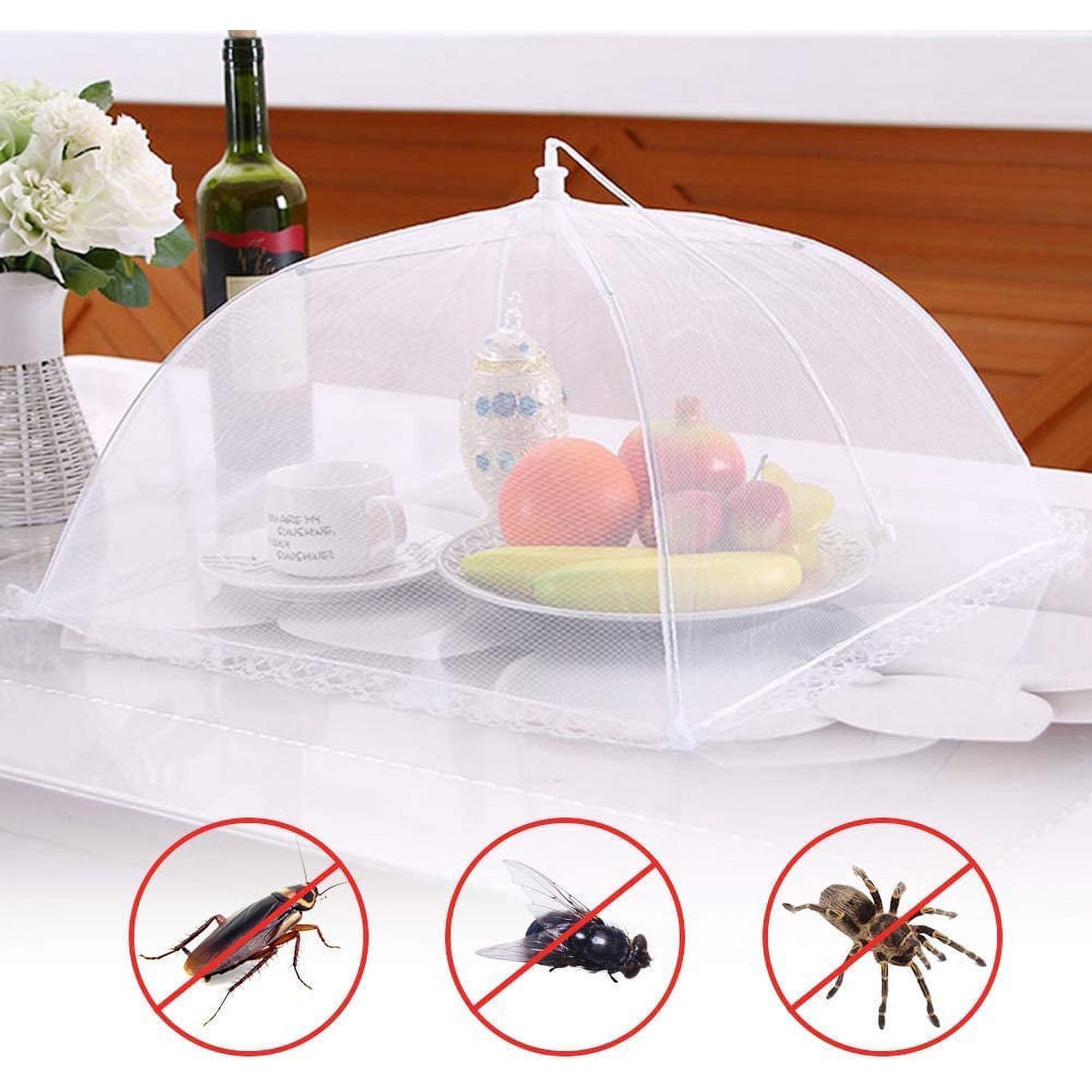 Camkey 6 Pack Dome Screen Mesh Food and Plant Covers?Reusable 17" Large Pop-Up Mesh Food Cover Tent, Collapsible Screens Canopy Food Cover Protector from Flies and Bugs for Outdoor and Home Use