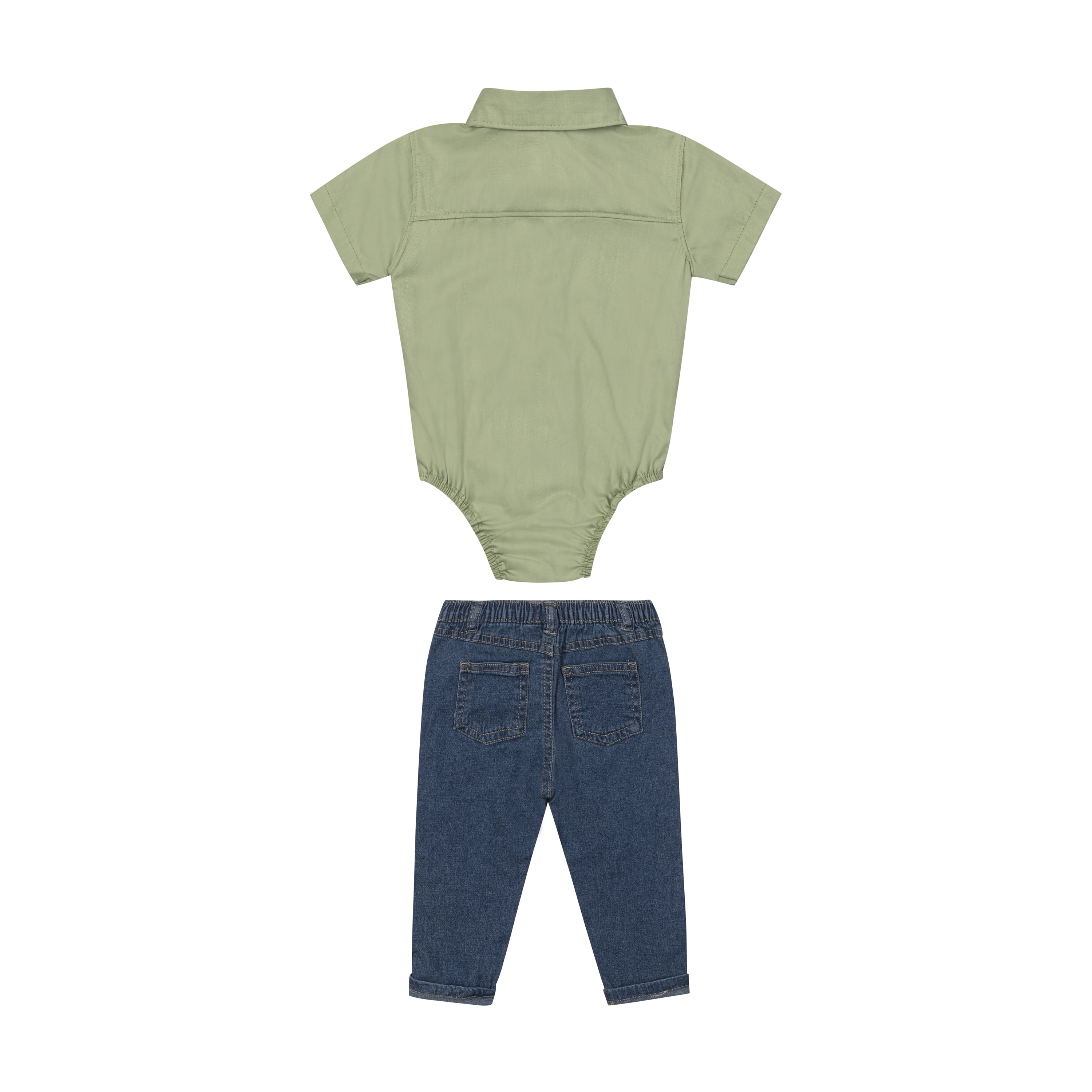 Little Lad Newborn Boys' Short Sleeve Shirt and Pant, 2-Piece Set, Sizes 0-3M-6-9M