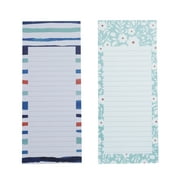 Pen+Gear List Pads, 2 Count Per Pack, 80 Paper Sheets, Navy/Teal Floral & Stripe Design, Magnet on Back