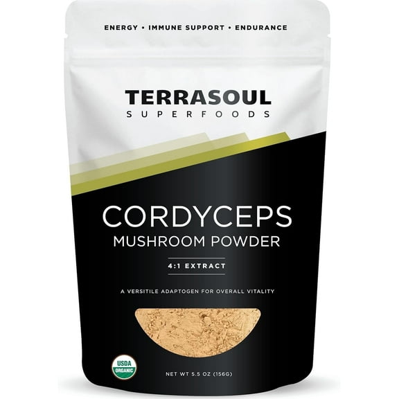 Terrasoul Superfoods Organic Cordyceps, 5.5 Oz - Adaptogenic Superfood, USDA Certified Organic, Gluten-Free, Vegan