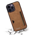 thumbnail image 4 of Case For Apple iPhone 14 Pro Max,Decase Ultra Slim Retro Style Minimalist PU Leather Phone Cover Durable Drop Protection Anti-Scratch Shockproof Case - brown, 4 of 6