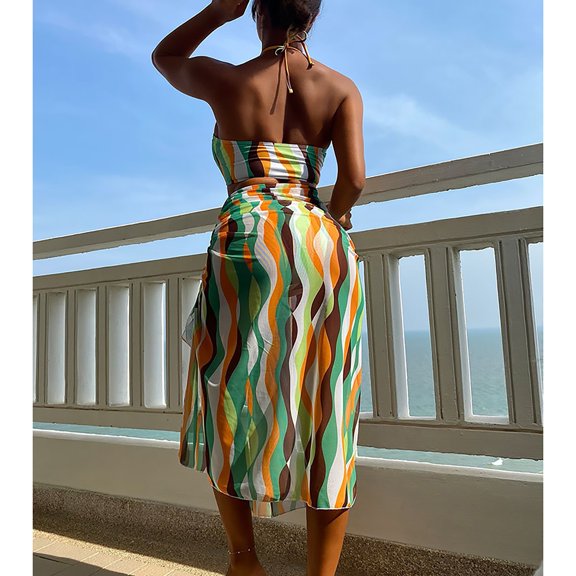 Vedolay Swimsuit Cover Ups For Women Tankini Swimsuits for Women Two Piece Bathing Suits Ruffled Flounce Top with Bikini High Waisted Bottom,Green L