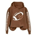 thumbnail image 4 of Holzkary Game Day Hooded Sweatshirt for Women Sweatshirt Heart Football Graphic Hoodies Fall Long Sleeve Tops Football Mom Funny Football Graphic Shirt Long Sleeve Game Day Pullover Hoodies Brown 4Xl, 4 of 4