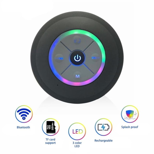 yingyy Waterproof LED Bluetooth Wireless Speaker Portable Wireless Shower Speaker with Suction Cup