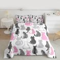 thumbnail image 2 of Homewish Cartoon Black Pink Cat Bedding Comforter Set, Chic Abstract Stripes Twin Comforter Sets, Simple Fashion Artwork Bedding Set, Lightweight Room Decor, 2pcs, 2 of 8
