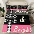 thumbnail image 2 of Manfei Cartoon Bow-tie Kids Twin Sheet Sets, Christmas Gifts Twin Fitted Sheet, Black Pink Princess Style Flat Sheet, Microfiber Bedroom Decor, 3 Pieces, 2 of 7
