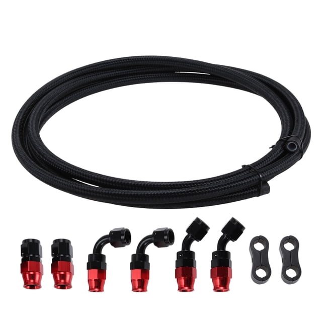 Unique Bargains AN6 Fuel Line Kit 12ft Vacuum Hose Automotive Fuel Hose with Adapter Pipe Clamp 1 Set