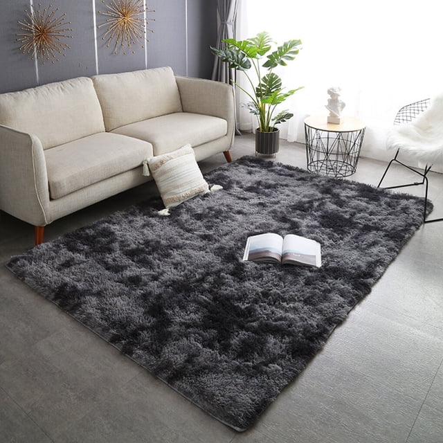Billuyoard Alfombra nórdica INS moderna geométrica elegante alfombra Tie-Dye suave cómoda acogedora felpa gruesa alfombra Footcloth baño Suministros térmicos Gris oscuro