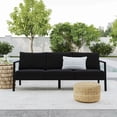 thumbnail image 2 of Linon Turner Lightweight Outdoor 3 Seater Sofa Black Cushions in Black Aluminum, 2 of 18