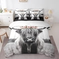 thumbnail image 1 of Highland Cow Bedding King Size 7Pcs, Florals Roses Printed Microfiber Comforter Set, Animals Botanical Kids Adults Bedding Comforter Sets, Gray Pink Flowers Bed Sheets Set Bed in a Bag, 1 of 5
