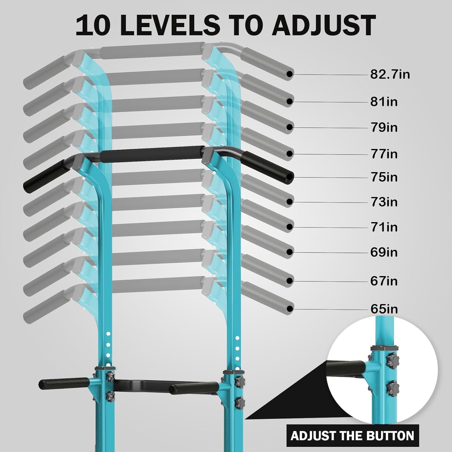 SOGES Height Adjustable Power Tower Dip Stands Pull up Bar Strength Training for Home Gym Blue