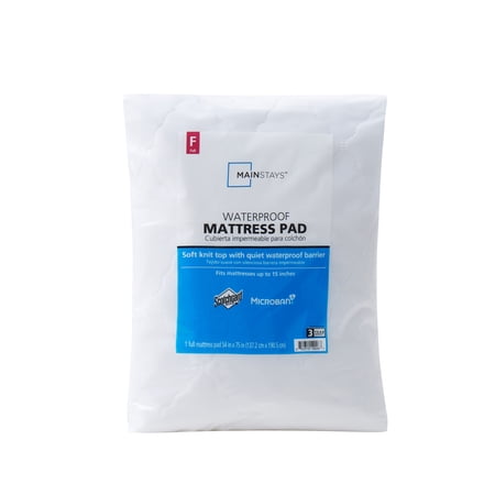 Mainstays Waterproof Mattress Pad, Full 54 in x 75 in