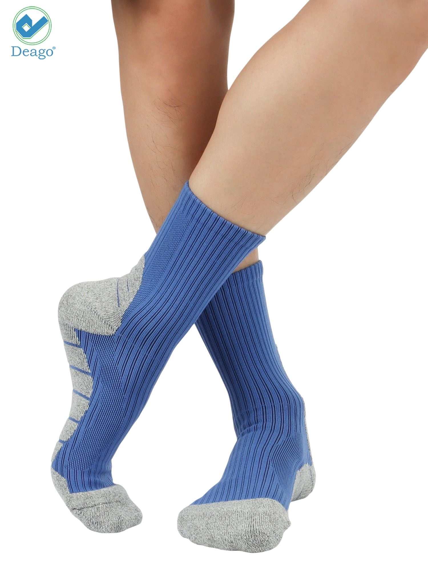 Deago 5 Pairs Men's Athletic Ankle Socks Low Cut Cushioned Comfort Cotton Running Socks Size 8-12 (Green)
