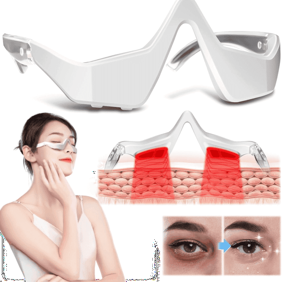 Under Eyes Red Light Therapy Massager Glasses,Microcurrent Eye face led red light Beauty Device under Eye Massager Eyes Bag Remover for Reduce Dark Circles Puffiness Wrinkles Relax Eye Strain