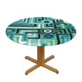thumbnail image 2 of YFYANG Round Fitted Table Cloth, Waterproof Green Abstract Watercolor Geometric Pattern Polyester Table Cover, Indoor Outdoor Decorative Tablecloths with Elastic Edge, 2 of 7