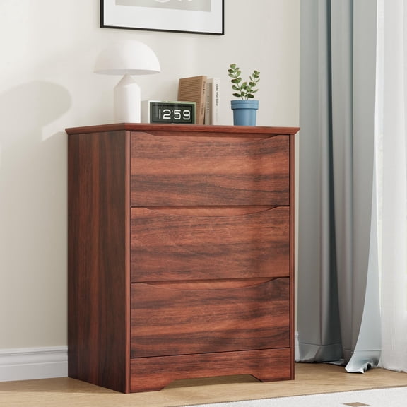 Panapinka Wooden Dresser with 3 Drawers, Tall Modern Chest of Drawers with Deep Storage and Wide Top, Storage Cabinet for Bedroom, Living Room, Hallway or Kids Room