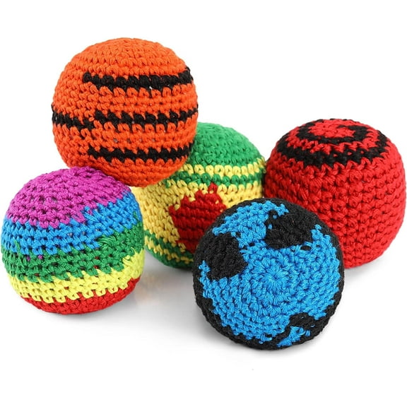 WSNIJFU 5Pcs Wool Yarn Multicolored Woven Kickball Soft Knitted Kick Balls for Beginners (5 Pieces)