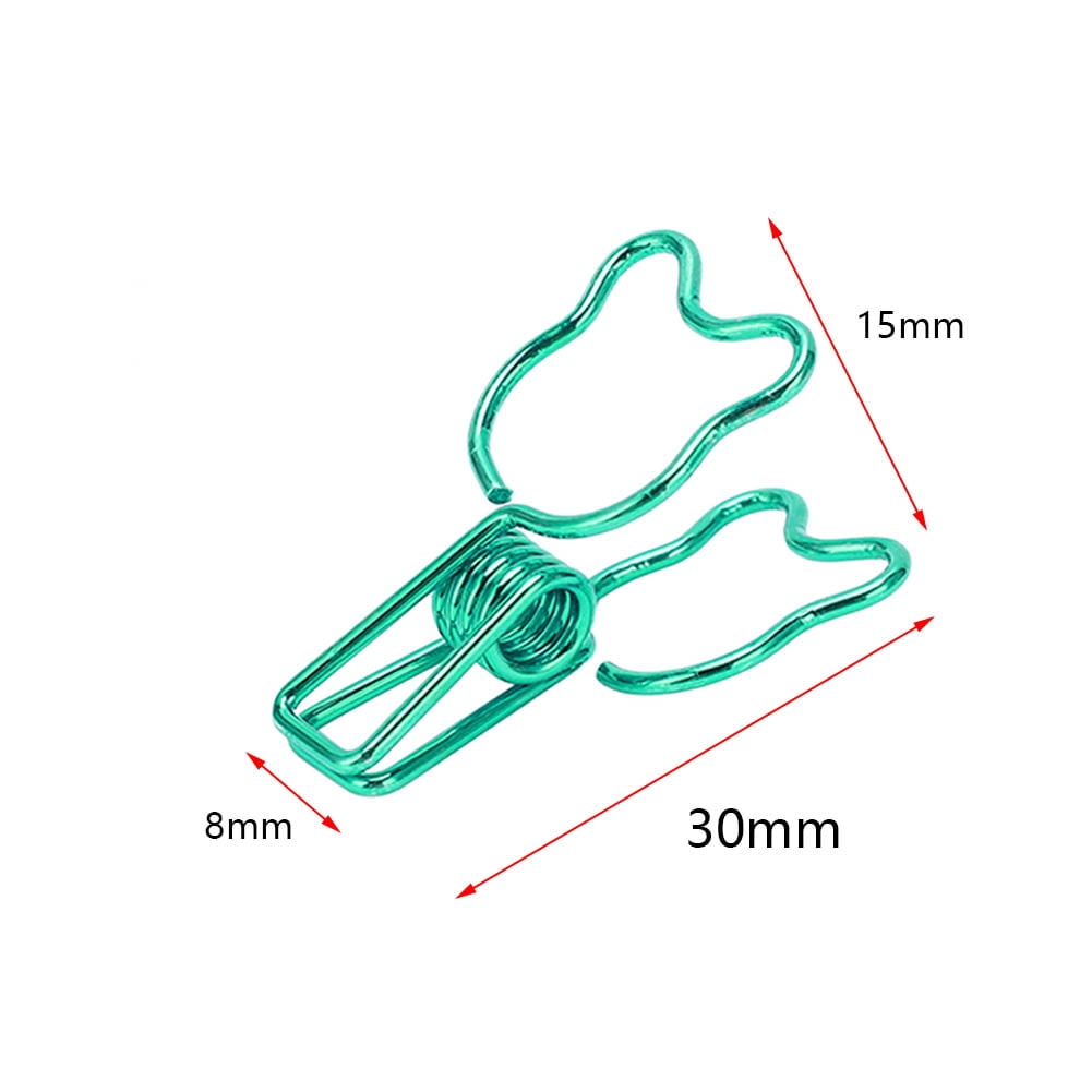 Gegong 100Pcs Binder Clips, Small Binder Clips Multipurpose Innovative Little Bear Shape Strong Clamping Force Paper Clamp for Home Office (Green)