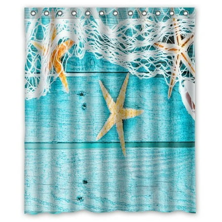 Ganma Innovation Blue Wood Shower Curtain Polyester Fabric Bathroom Shower Curtain 60x72 inches