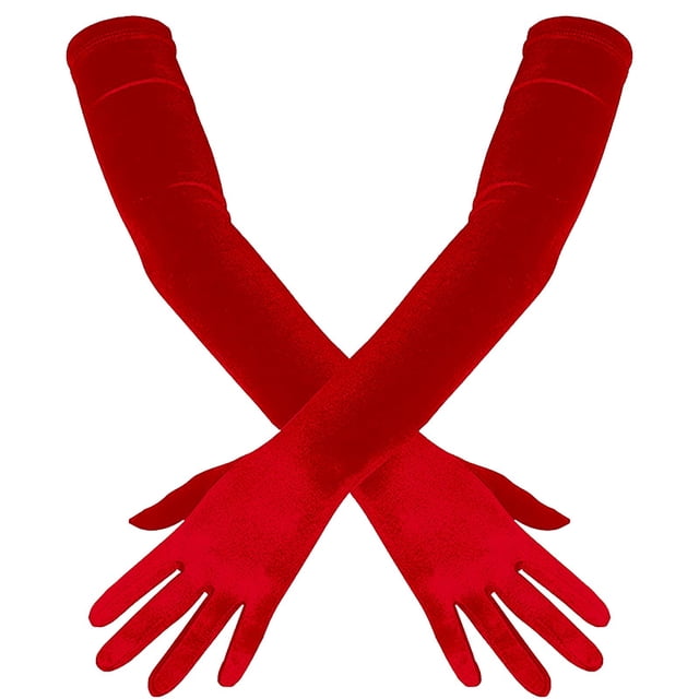 QIDESHIP Prom Party Velvet Long Gloves Rd2, Polyester,Spandex Hand Protection Equipment, 1 Pair Of Gloves, Opera Dance Finger 1920S Bridal Long Length Gloves Satin Womens Gloves Gloves