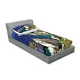 thumbnail image 2 of Ambesonne Nature Fitted Sheet & Pillow Sham Set, Ocean Summer Seascape, Twin, Navy Beige, 2 of 2