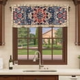 thumbnail image 6 of Bohemian Curtain Valances for Windows, Kitchen Valance Window Treatments Panel 2 Pack, Blue Retro Boho Ethnic Farmhouse Colorful Rod Pocket Short Curtains for Bathroom Bedroom 42 x 12 Inch, 6 of 8