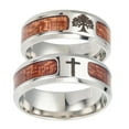 thumbnail image 4 of Soumake Unisex Wood Inlaid Stainless Steel Tree Of Life Cross Finger Ring Jewelry Gift Fashion, 4 of 6