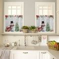thumbnail image 2 of Christmas Kitchen Curtains Tiers, Snowman Tree Pine Cone Poinsettia Snowflake Gray Rod Pocket Valance Short Window Treatment Decor Curtains, 27.5" x 36", 2 Panels, 2 of 5