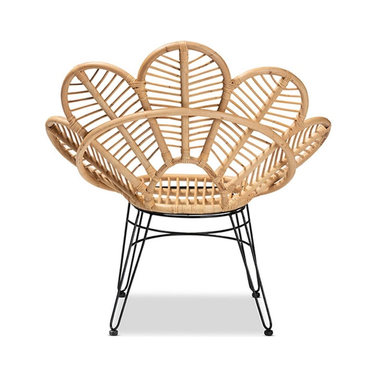 Baxton Studio Garan Modern Bohemian Natural Brown Rattan and Black Metal Accent Chair