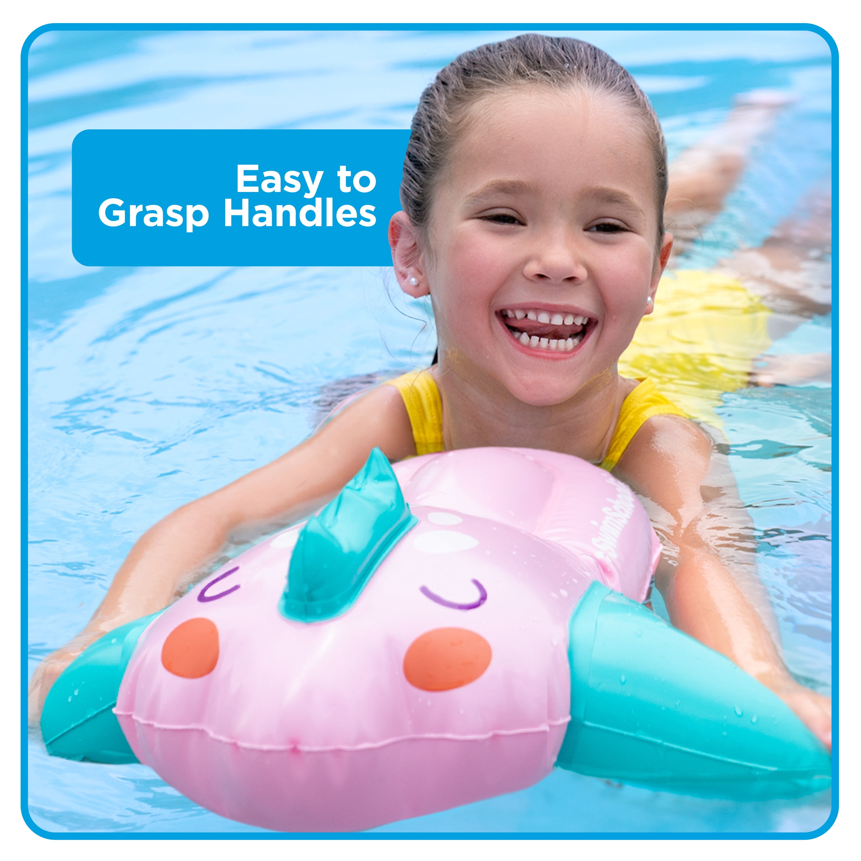 SwimSchool Inflatable Pink Fish Pool Float, Kids Swimming Kickboard, Pool Toy, Ages 5+