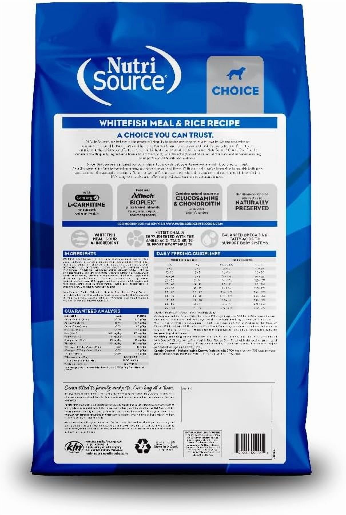 NutriSource Choice Dry Dog Food, Whitefish Meal & Rice Recipe, 40 lb.