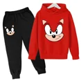 thumbnail image 3 of Conjuntos de ropa para bebés y niñas de Sonic, sudaderas con capucha y pantalones de Sonic, conjunto de 2 piezas, traje de cumpleaños de 4 a 14 años, chándales para niños, 3 of 5