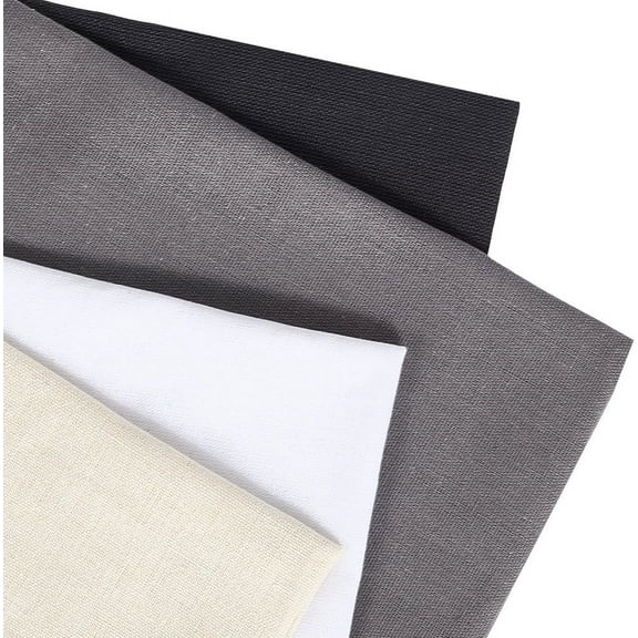 19.69 Inch 4Pcs Nature Linen Needlework Fabric Solid Colour Embroidery Fabric Square Linen Cloth Crafts Accessories