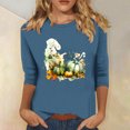thumbnail image 3 of QIPOPIQ Womens Tops Chemises à Manches 3/4 Col Rond Blouses Décontractées Amples Liquidation, 3 of 5