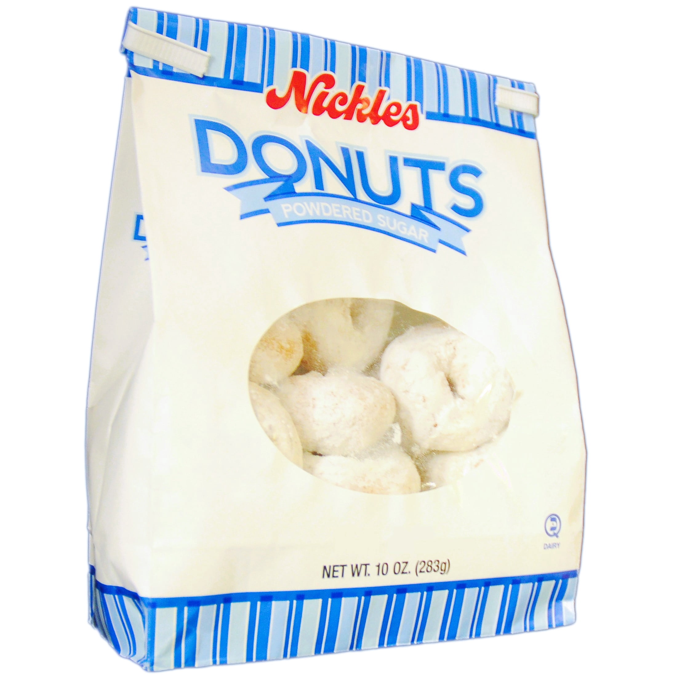 Nickles Bakery Mini Powdered Sugar Bagged Donuts, 10-ounce.