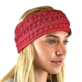 thumbnail image 3 of C.C Soft Stretch Winter Warm Cable Knit Fuzzy Lined Ear Warmer Headband, Ombre Red, 3 of 4