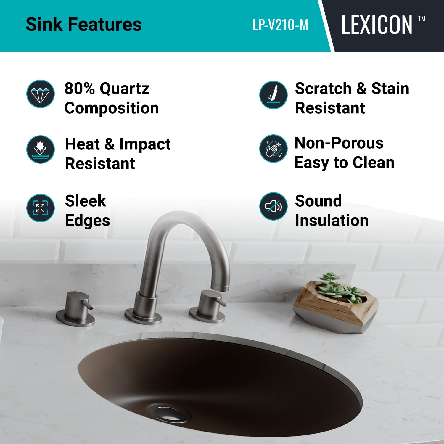 19" Oval Quartz Vanity Bathroom Sink, Galaxy Mocha Drop-In Sink, Undermount Bathroom Sink, Granite Vanity Basin by Lexicon Platinum LP-V210-M