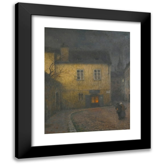 Jakub Schikaneder 12x14 Black Modern Framed Museum Art Print Titled - A Street Corner in Prague