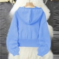 thumbnail image 6 of Sahpxhe Womens Cropped Cardigan Sweaters Hooded Long Sleeve Button down Knit Sweater Coat Soft Oversized Fall Casual Tops Blue M, 6 of 6