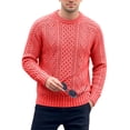 thumbnail image 6 of Zivyakyron Crew Neck Sweater for Men Fall Winter Casual Cable Knit Ribbed Casual Sweaters Pullover Slim Solid Red XL, 6 of 9