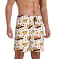 thumbnail image 2 of Naloa Autumn Red Truck Men's Short Pajama Pants, Pj Shorts, Lounge Comfort Shorts-Small, 2 of 6