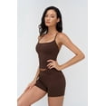 thumbnail image 3 of PISONIC Women 2 Piece Workout Sets Crossover High Waisted Biker Shorts with Pockets Built in Bra Racerback Tank Tops, 3 of 8