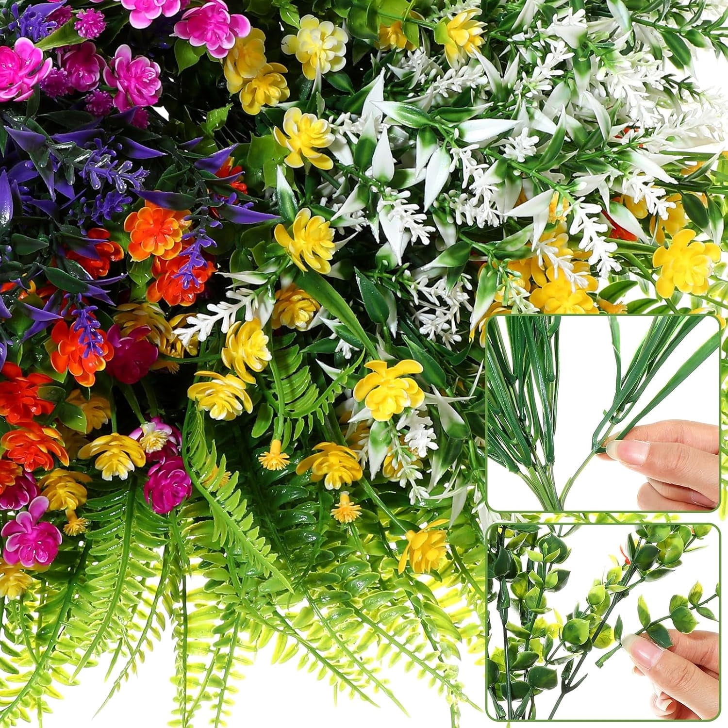 10 Bundles Artificial Flowers Fake Outdoor Flowers UV Resistant Faux Outdoor Plants Artificial Greenery Plastic Artificial Shrubs for Artificial Grasses Fake Flowers for Garden Home Box