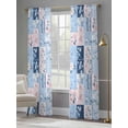 thumbnail image 5 of Pink Floral Blue Semi Sheer Curtains 84 Inch Length 2 Panels Set, Farmhouse Botanical Vintage Leaves Sheer Kitchen Curtain Privacy Voile Window Curtain for Living Room Bedroom Rod Pocket Drapes, 5 of 7
